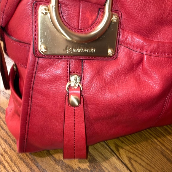 B. Makowsky Rosy Red Glove Leather Satchel & Dust Bag - EUC - Picture 9 of 14